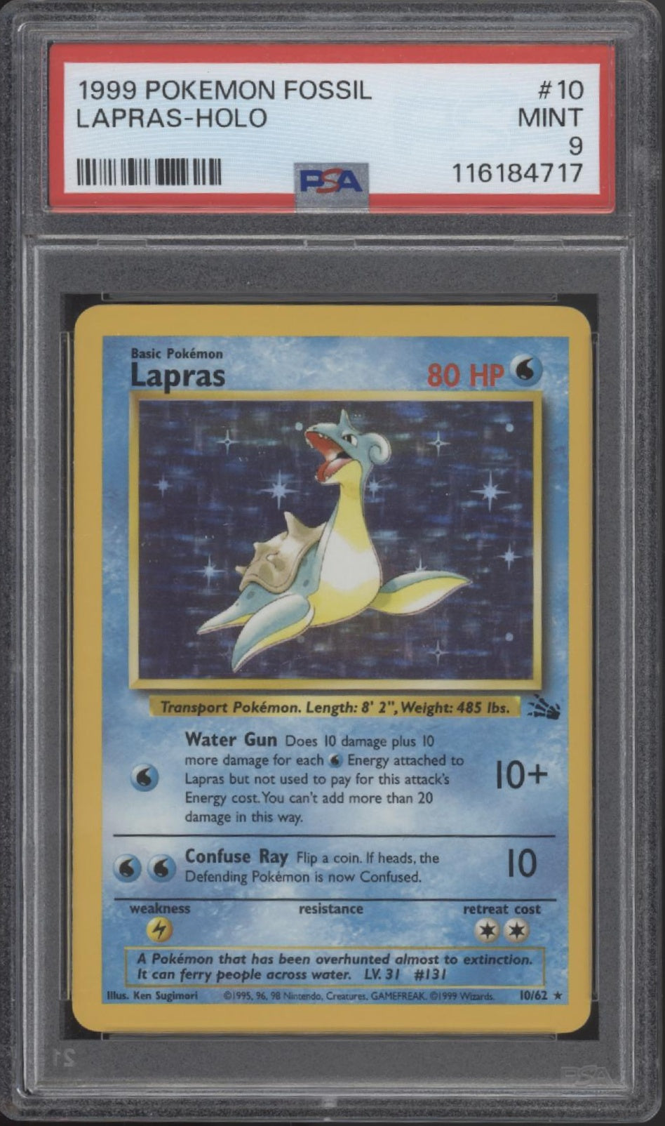 Lapras Pokemon Fossil Holo #10 PSA 9