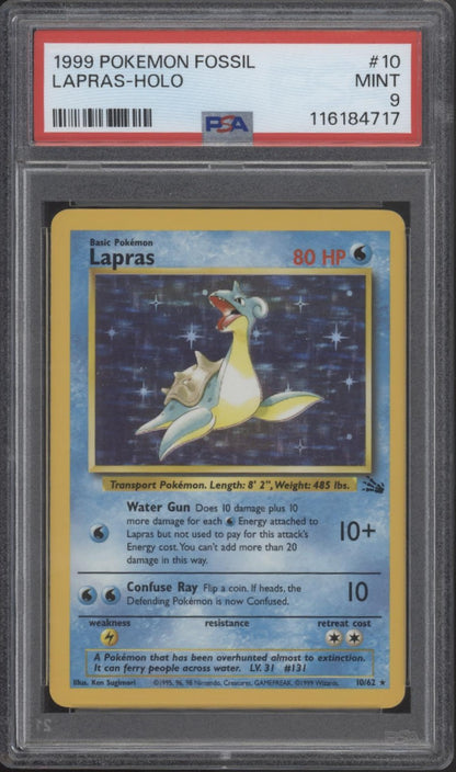 Lapras Pokemon Fossil Holo #10 PSA 9
