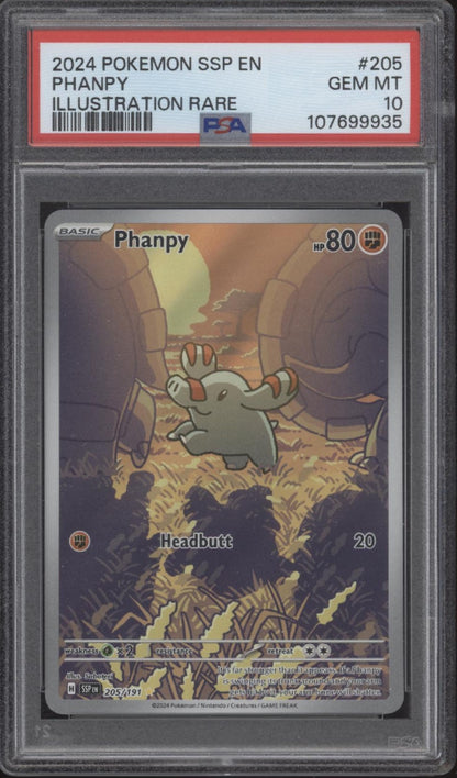 Phanpy Pokemon Surging Sparks Illustration Rare #205 PSA 10