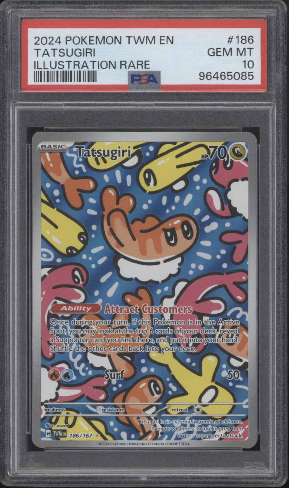 Tatsgiri Pokemon Twilight Masquerade Illustration Rare #186 PSA 10