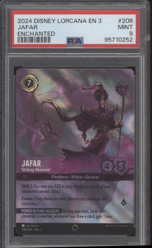 Jafar Striking Illusionsist Disney Lorcana Into the Inklands Enchanted #208 PSA 9