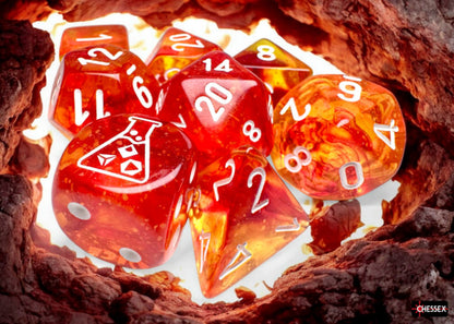 Chessex: Nebula Molten/White Luminary Polyhedral 7-Dice Set