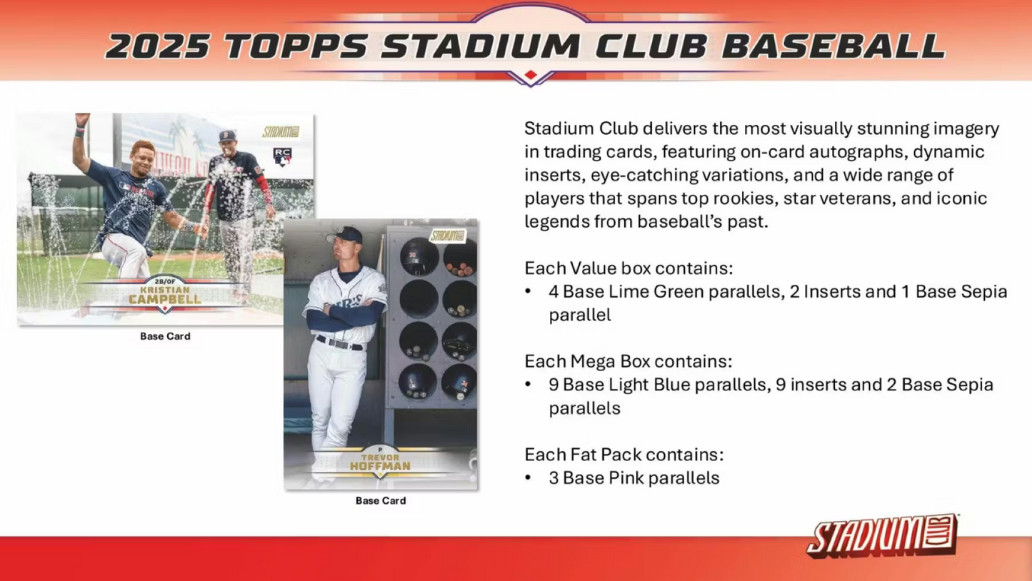 2025 Topps Stadium Club Baseball Blaster Box