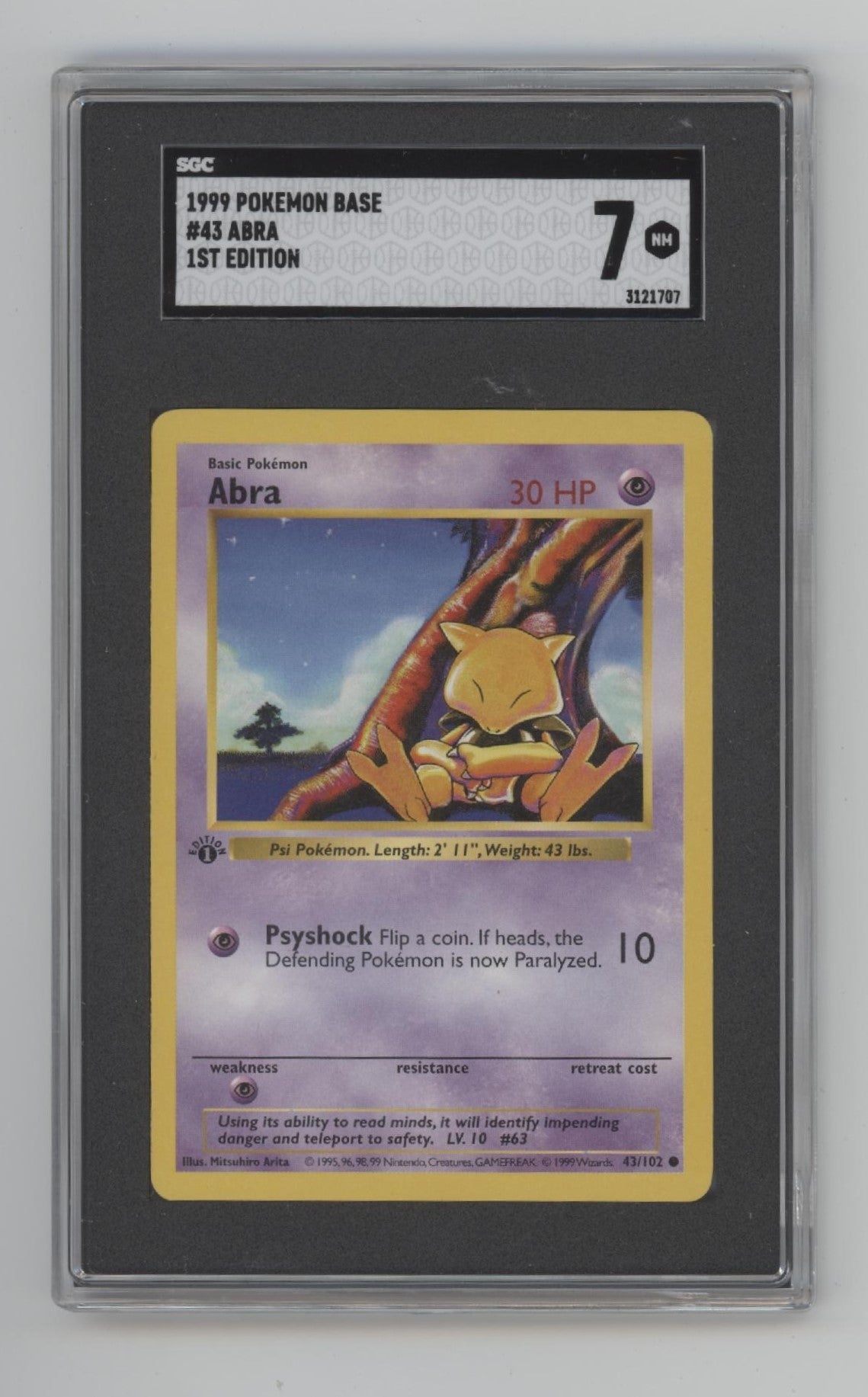 Abra Pokemon Base Set 1st Edition #43 SGC 7
