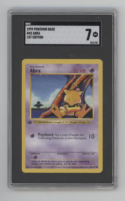 Abra Pokemon Base Set 1st Edition #43 SGC 7