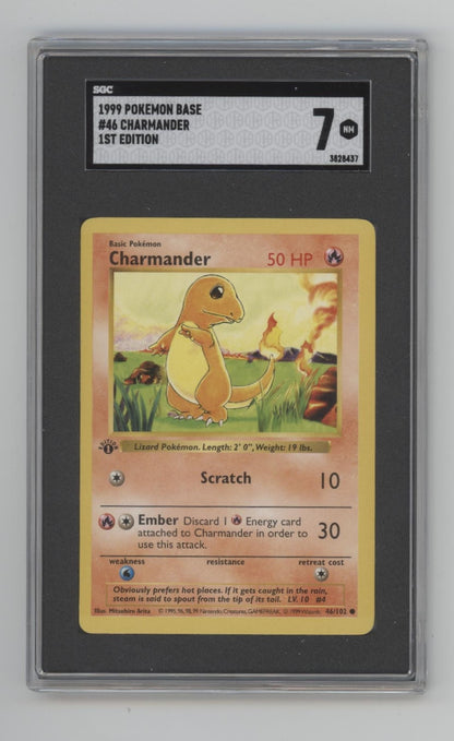 Charmander Pokemon Base Set 1st Edition #46 SGC 7 #1
