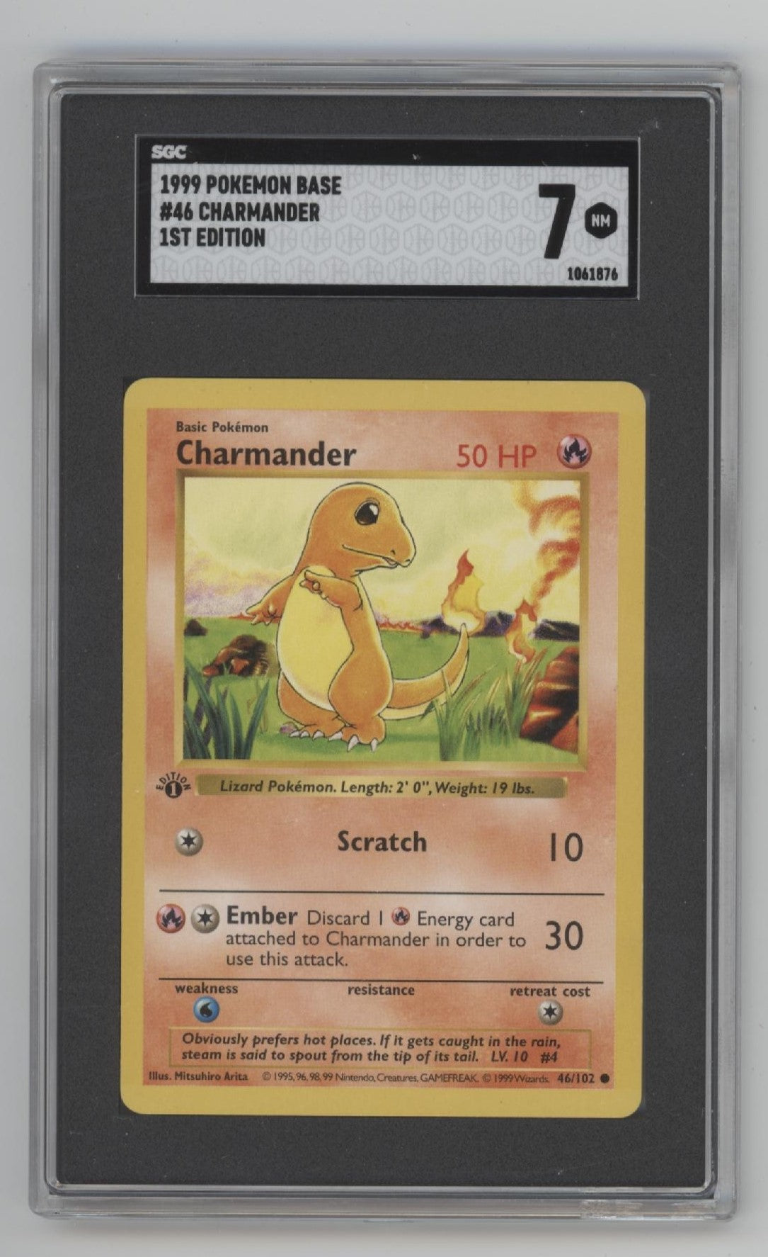 Charmander Pokemon Base Set 1st Edition #46 SGC 7 #2