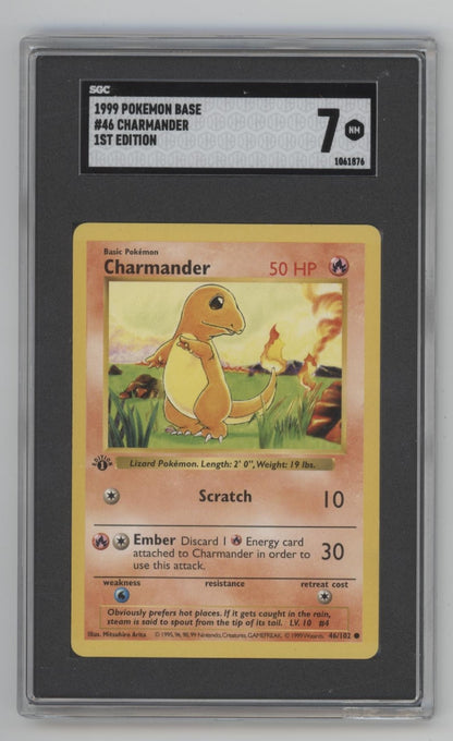 Charmander Pokemon Base Set 1st Edition #46 SGC 7 #2