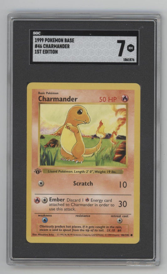 Charmander Pokemon Base Set 1st Edition #46 SGC 7 #2