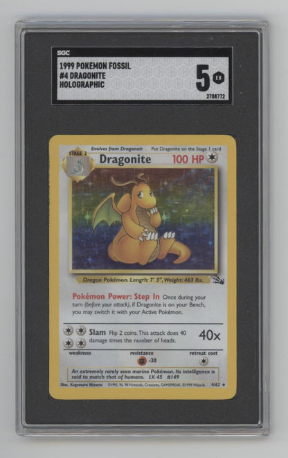 Dragonite Pokemon Fossil Holo #4 SGC 5 Dragonite Pokemon Fossil Holo #4 SGC 5