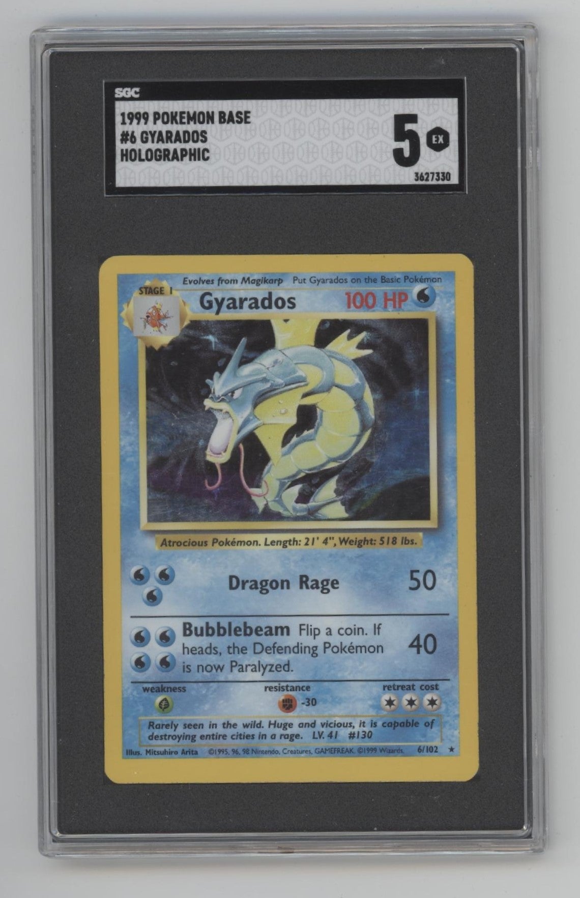 Gyarados Pokemon Base Set Holo #6 SGC 5