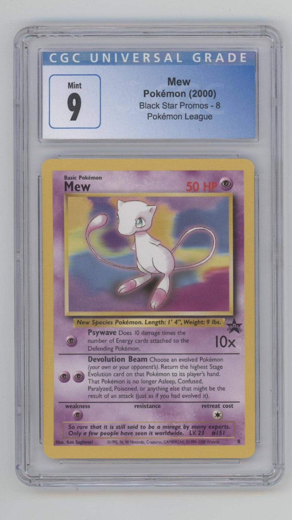 Mew Pokemon Black Star Promo Pokemon League #8 CGC 9