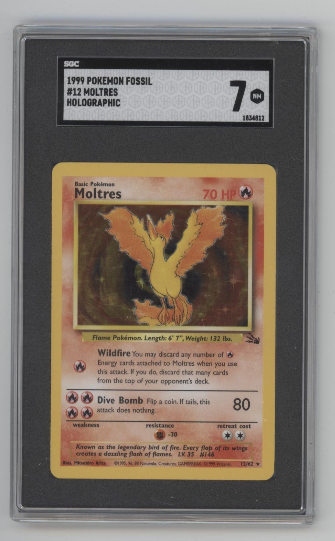 Moltres Pokemon Fossil Holo #12 SGC 7