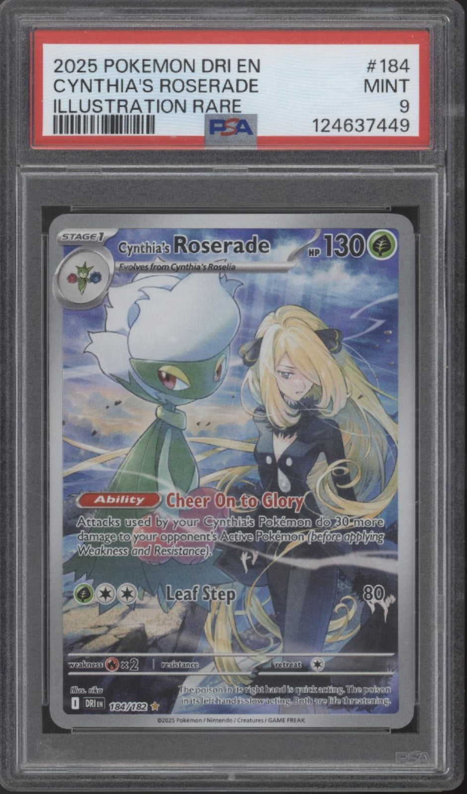 Cynthia's Roserade Pokemon Destined Rivals Illustration Rare #184 PSA 9