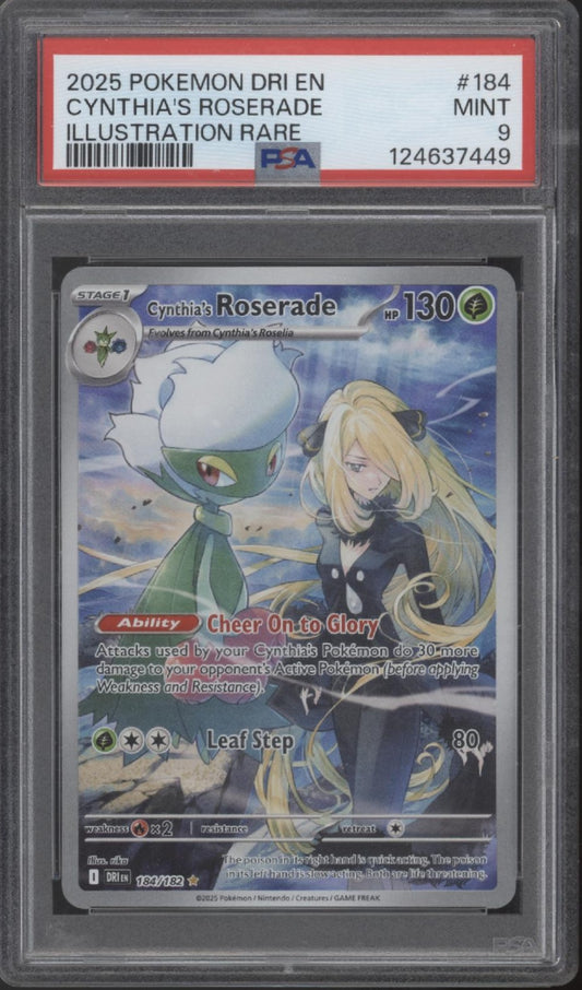 Cynthia's Roserade Pokemon Destined Rivals Illustration Rare #184 PSA 9