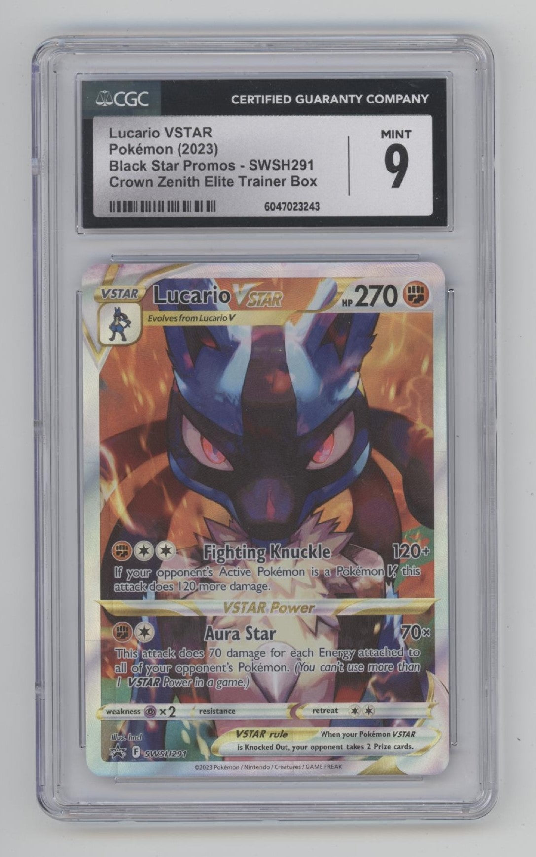 Lucario VSTAR Pokemon Crown Zenith Elite Trainer Box Black Star Promo #291 CGC 9