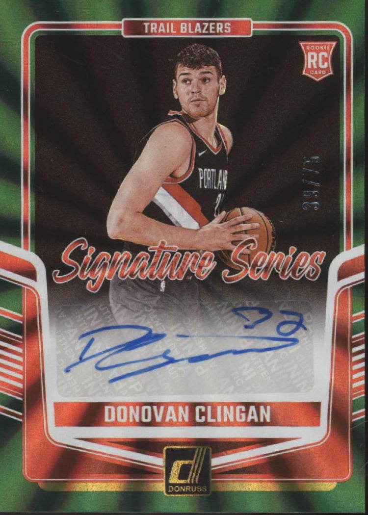Donovan Clingan 2024-25 Donruss Signature Series Green Laser RC Auto 39/75