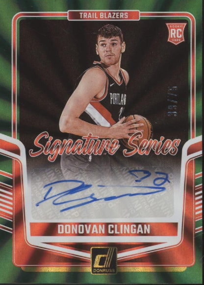 Donovan Clingan 2024-25 Donruss Signature Series Green Laser RC Auto 39/75