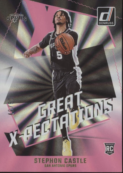 Stephon Castle 2024-25 Panini Donruss Great X-Pectations Pink Laser RC 49/50