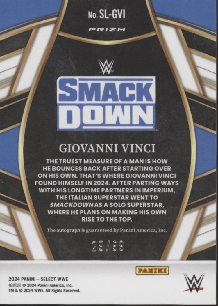 Giovanni Vinci 2024 Panini Select Blue & Red Prizm Auto 29/99 #SL-GVI