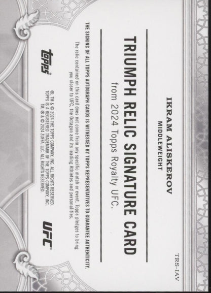Ikram Aliskerov 2024 Topps Royalty Triumph Relic Signatures Swatch Auto 25/99
