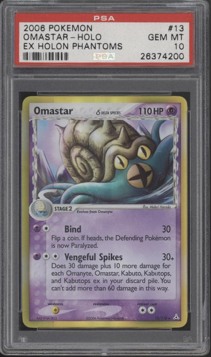 Omastar Pokemon EX Holon Phantoms Holo #13 PSA 10