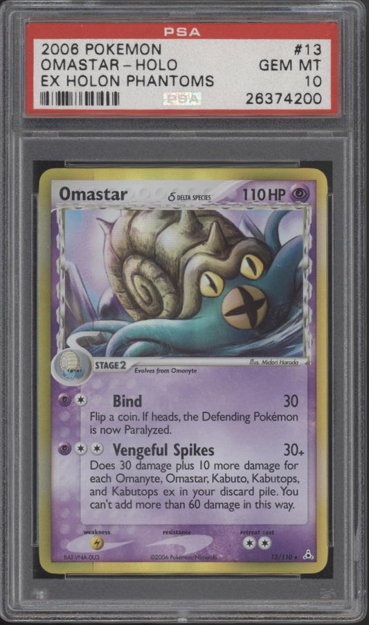 Omastar Pokemon EX Holon Phantoms Holo #13 PSA 10