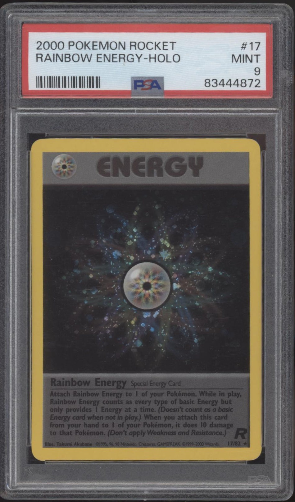 Rainbow Energy Pokemon Team Rocket Holo #17 PSA 9