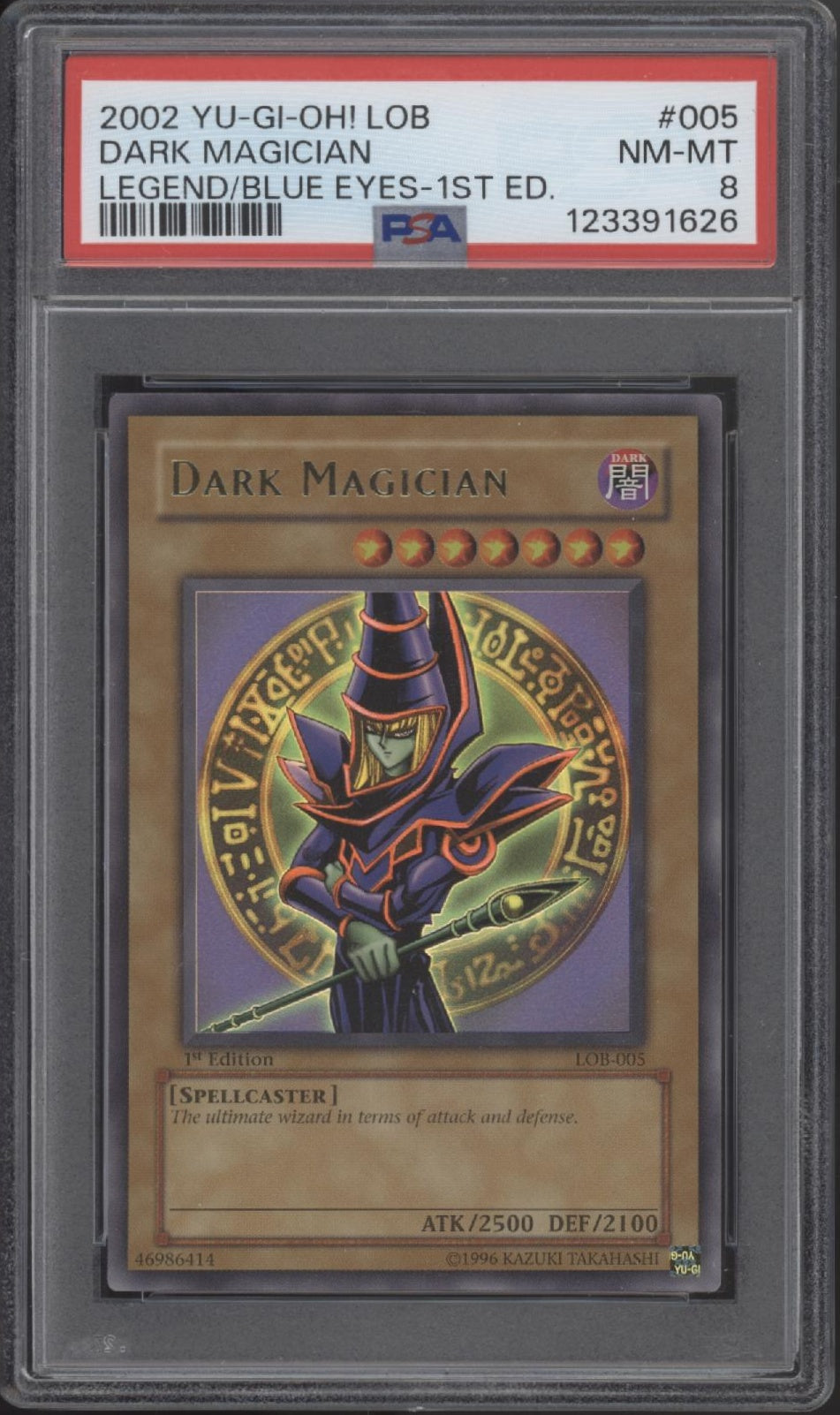 Dark Magician Yu-Gi-Oh! Legend of Blues-Eyes White Dragon 1st Edition #005 PSA 8