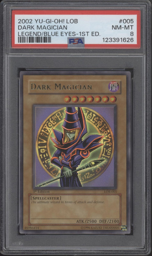 Dark Magician Yu-Gi-Oh! Legend of Blues-Eyes White Dragon 1st Edition #005 PSA 8