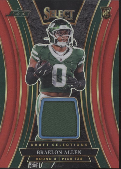 Braelon Allen 2024 Panini Select Red Prizm Swatch RC #DSM-BAN