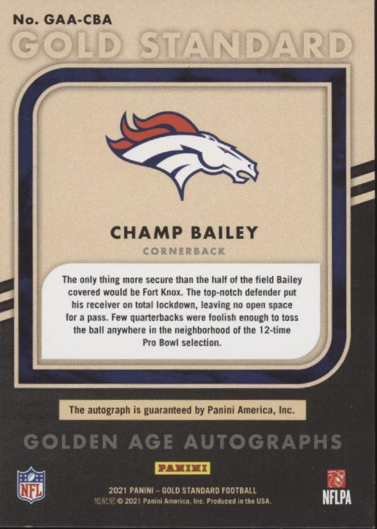Champ Bailey 2021 Panini Gold Standard Golden Age Auto 01/15 #GAA-CBA