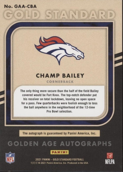 Champ Bailey 2021 Panini Gold Standard Golden Age Auto 01/15 #GAA-CBA