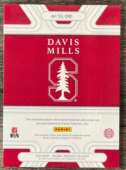 Davis Mills 2022 National Treasures Silhouettes Signatures Swatch Auto 76/99