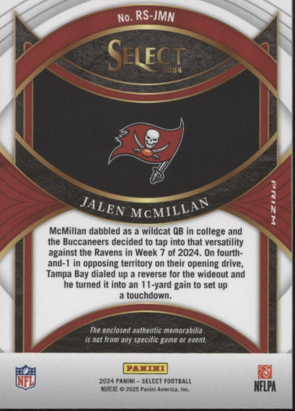 Jalen McMillan 2024 Panini Select Rookie Swatches Red Prizm Swatch RC #RS-JMN