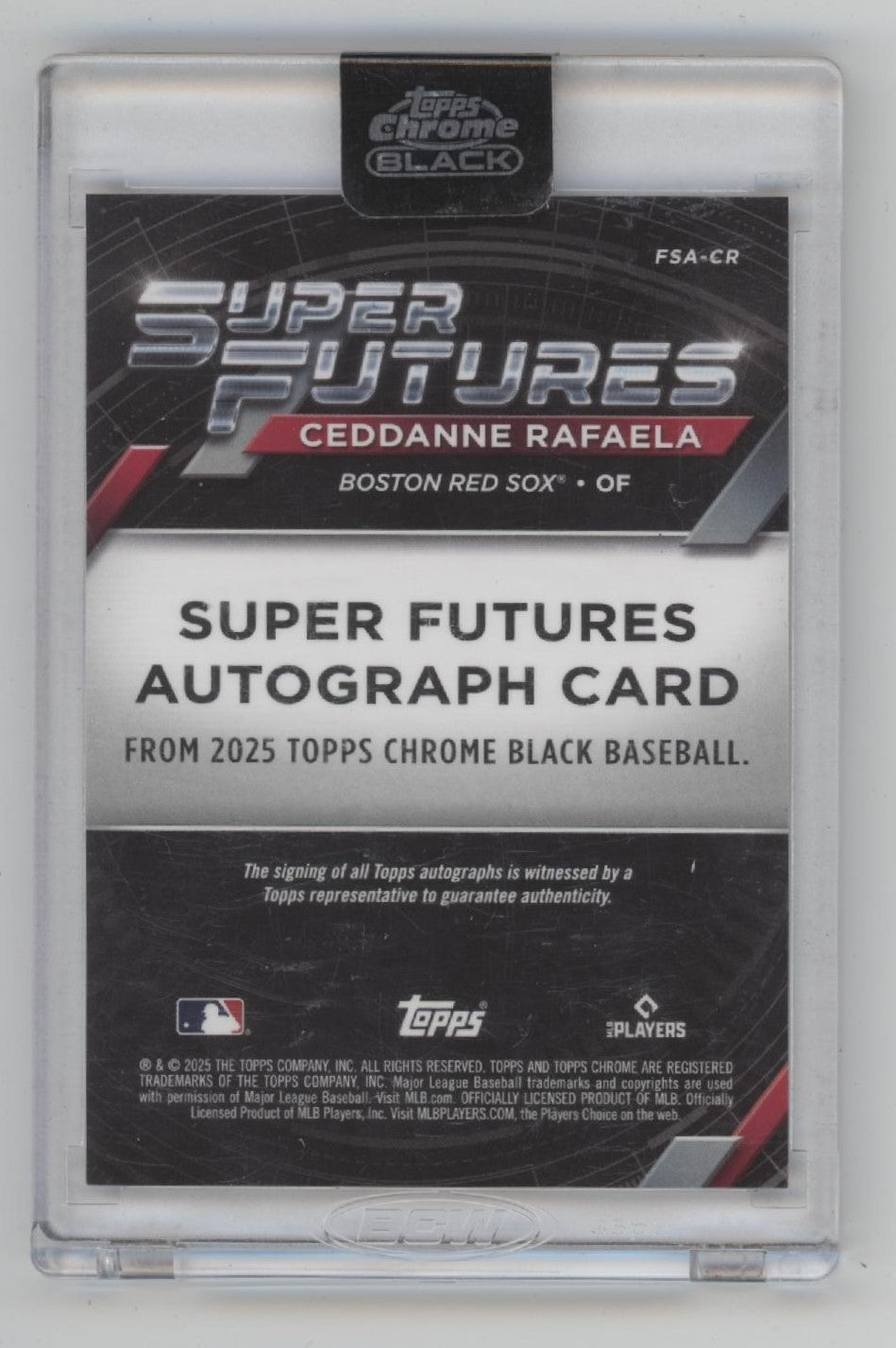 Ceddanne Rafaela 2025 Topps Chrome Black Super Futures Refractor Auto 59/99