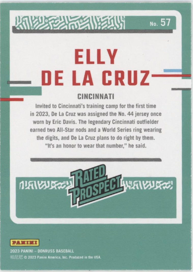 Elly De La Cruz 2023 Panini Donruss Rated Prospect Liberty #57
