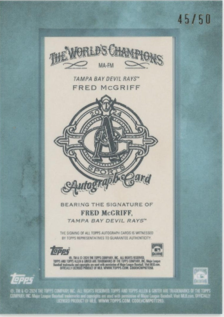 Fred McGriff 2024 Topps Allen & Ginter Mini Framed Auto 45/50 #MA-FM
