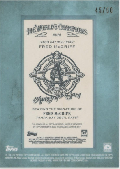 Fred McGriff 2024 Topps Allen & Ginter Mini Framed Auto 45/50 #MA-FM