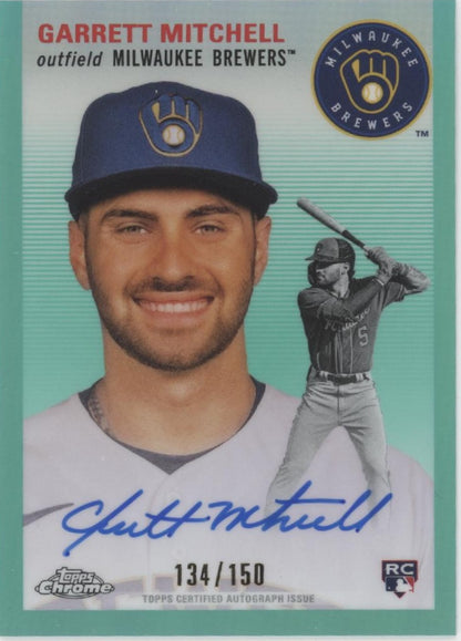 Garrett Mitchell 2023 Topps Chrome Platinum Aqua Refractor RC Auto 134/150