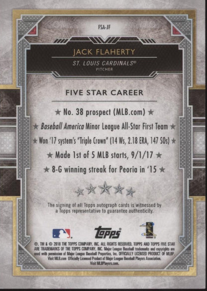 Jack Flaherty 2018 Topps Five Star RC Auto #FSA-JF