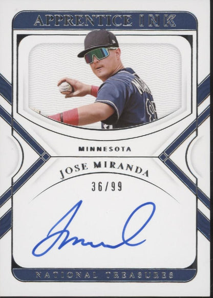 Jose Miranda 2022 Panini National Treasures Apprentice Ink Auto 39/99 #AI-JM