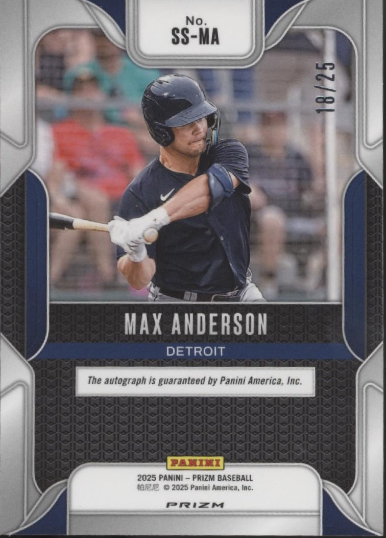 Max Anderson 2025 Panini Prizm Sensational Signatures Mojo Prizm Auto 18/25