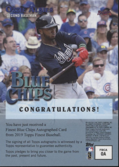 Ozzie Albies 2019 Topps Finest Blue Chips Orange Refractor Auto 13/25 #FBCA-OA