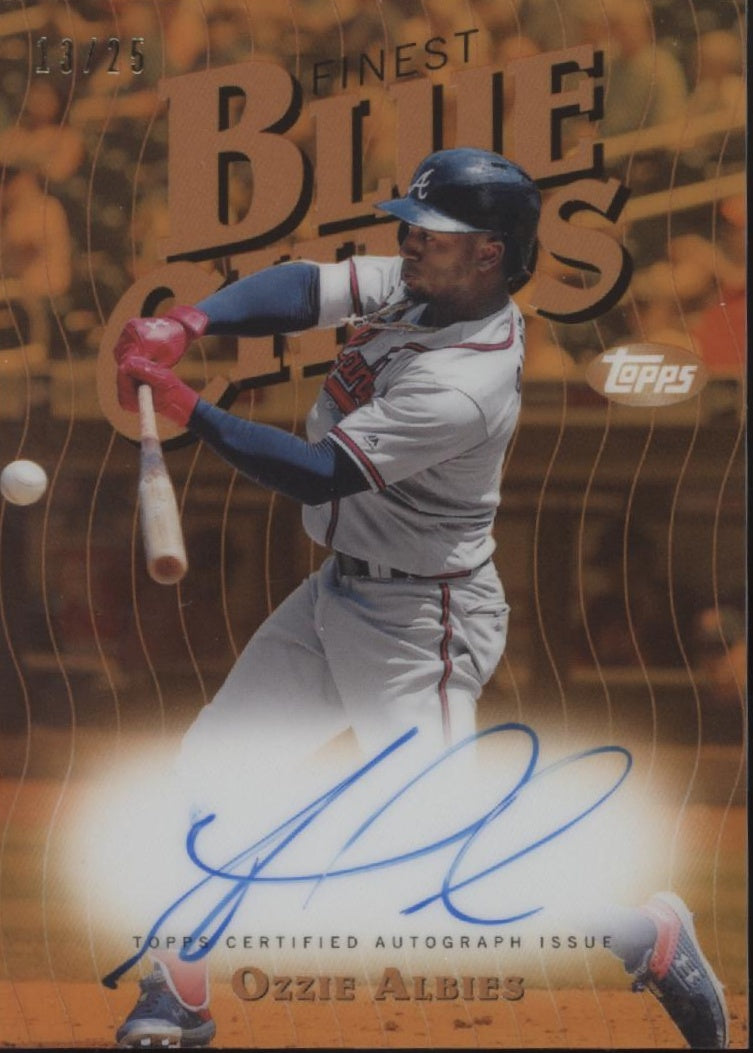 Ozzie Albies 2019 Topps Finest Blue Chips Orange Refractor Auto 13/25 #FBCA-OA