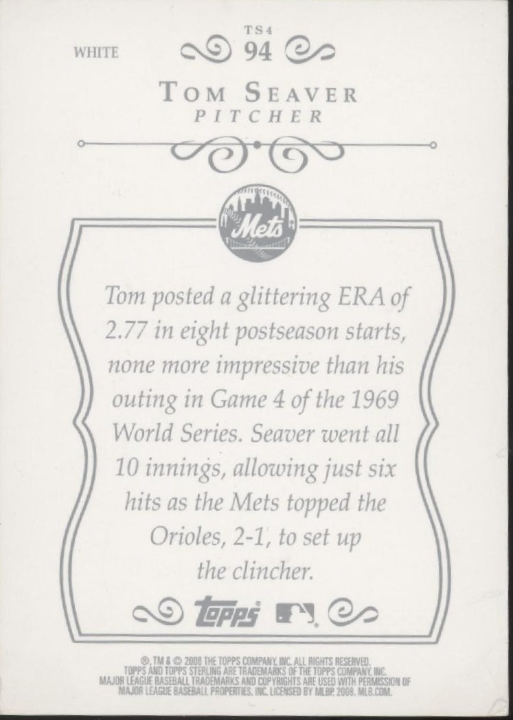 Tom Seaver 2008 Topps Sterling White 50/50 #94