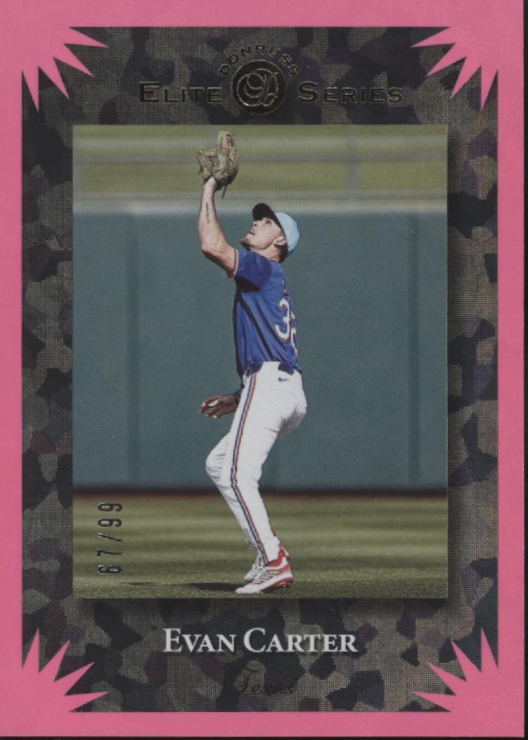 Evan Carter 2025 Panini Donruss Elite Series Pink Ice 67/99 #13