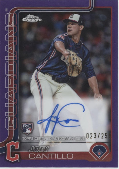 Joey Cantillo 2025 Topps Chrome Purple Refractor RC Auto 023/250 #RA-JCA
