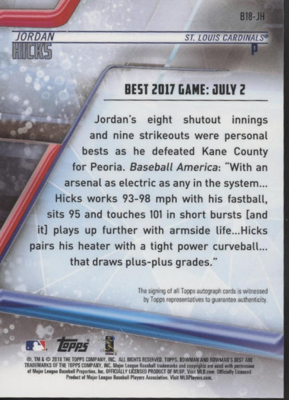 Jordan Hicks 2018 Bowman's Best RC Auto #B18-H