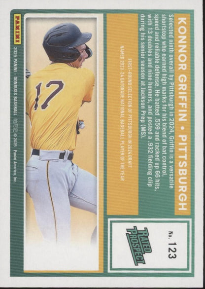 Konnor Griffin 2025 Panini Donruss Rated Prospect Purple Holo #123